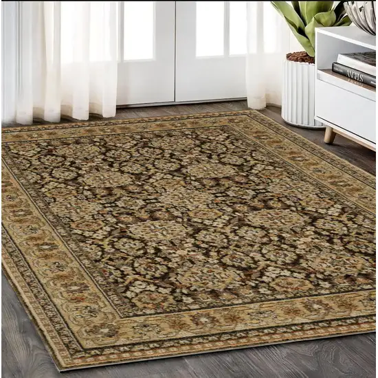 Brown And Gold Oriental Area Rug Photo 1