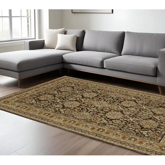 Brown And Gold Oriental Area Rug Photo 1