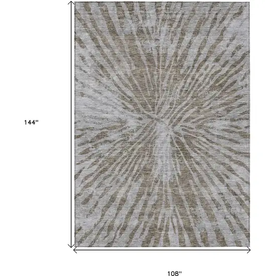 Brown And Gray Abstract Washable Indoor Outdoor Area Rug Photo 3