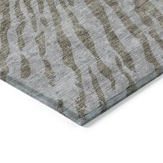 Brown And Gray Abstract Washable Indoor Outdoor Area Rug Photo 5