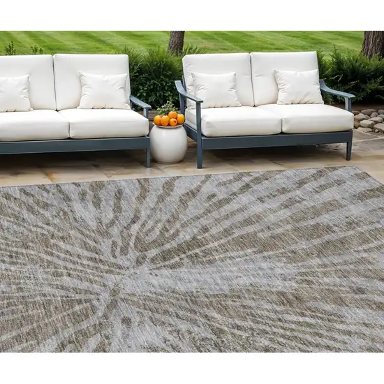 Brown And Gray Abstract Washable Indoor Outdoor Area Rug Photo 1