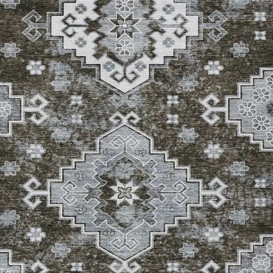 Brown And Gray Medallion Washable Indoor Outdoor Area Rug Photo 7