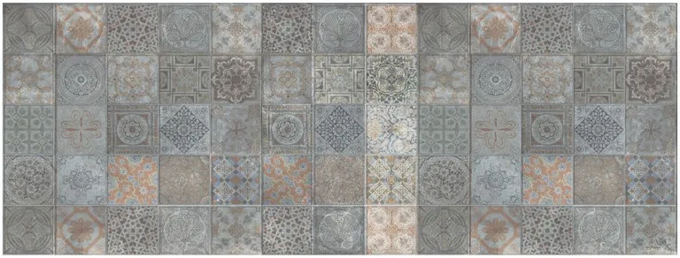 Brown And Gray Mosaic Tile Printed Vinyl Area Rug with UV Protection Photo 3