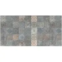 Photo of Brown And Gray Mosaic Tile Printed Vinyl Area Rug with UV Protection