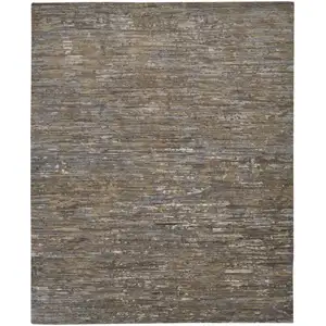 Photo of Brown And Gray Wool Abstract Hand Knotted Area Rug