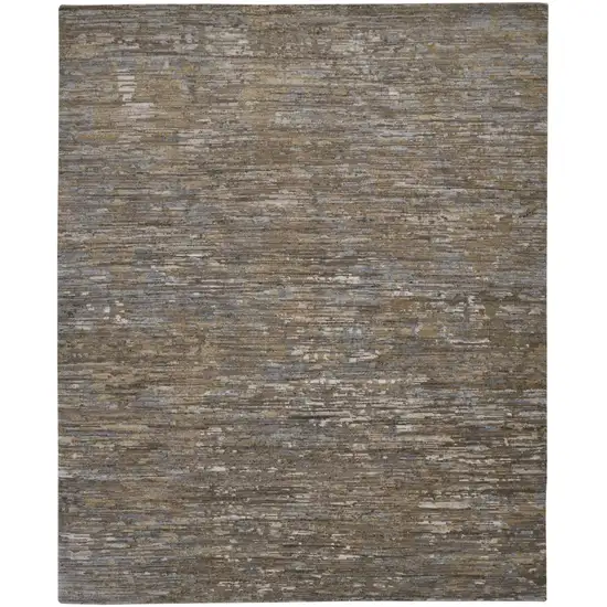 Brown And Gray Wool Abstract Hand Knotted Area Rug Photo 1