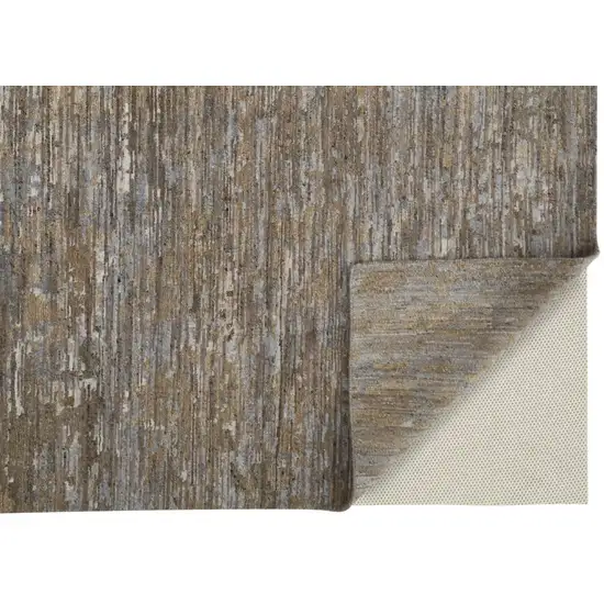Brown And Gray Wool Abstract Hand Knotted Area Rug Photo 4
