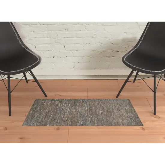 Brown And Gray Wool Abstract Hand Knotted Area Rug Photo 2