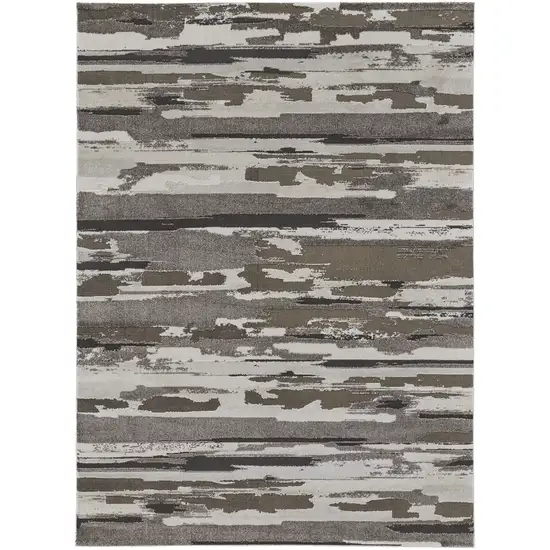 Brown And Ivory Abstract Power Loom Distressed Stain Resistant Area Rug Photo 1