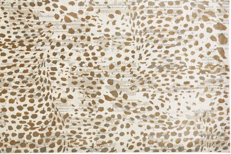 Brown And Ivory Abstract Stain Resistant Area Rug Photo 4