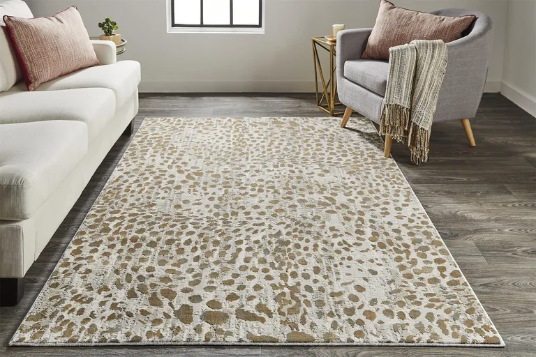 Brown And Ivory Abstract Stain Resistant Area Rug Photo 4