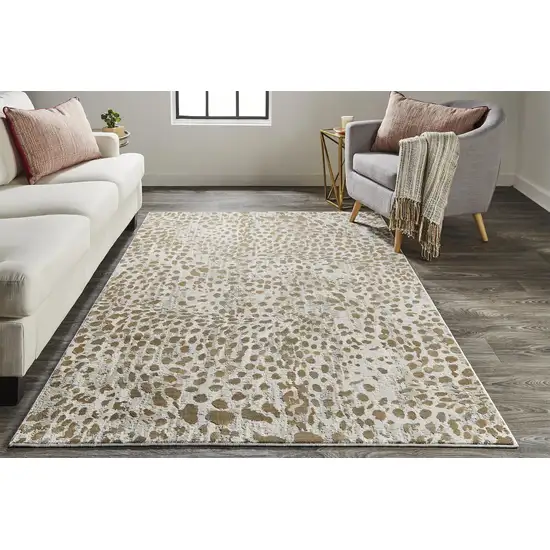 Brown And Ivory Abstract Stain Resistant Area Rug Photo 4