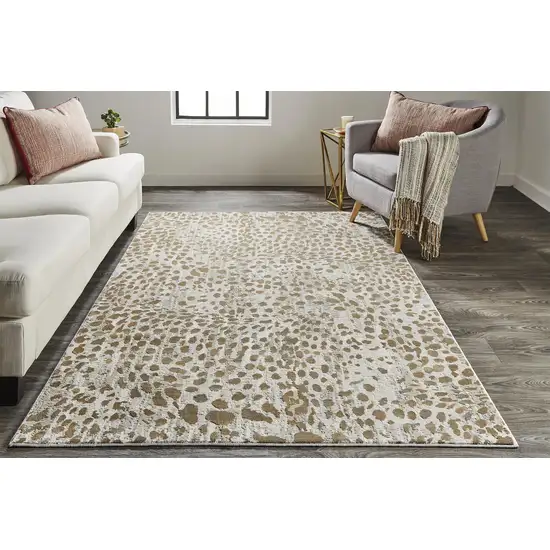 Brown And Ivory Abstract Stain Resistant Area Rug Photo 2