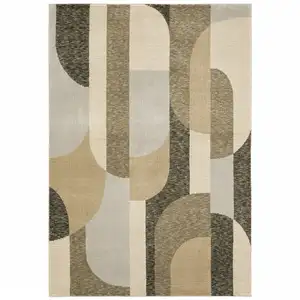 Photo of Brown And Ivory Geometric Power Loom Area Rug