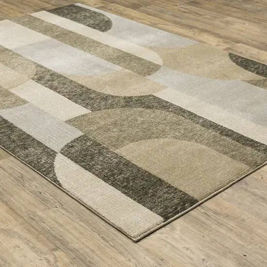 Brown And Ivory Geometric Power Loom Area Rug Photo 4