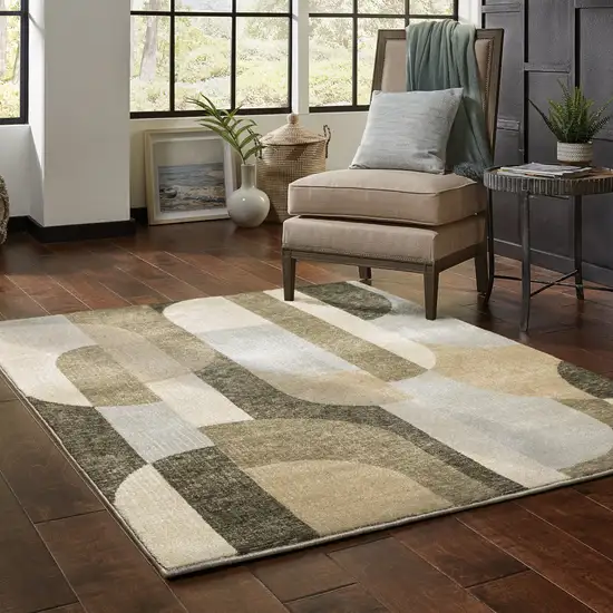 Brown And Ivory Geometric Power Loom Area Rug Photo 7