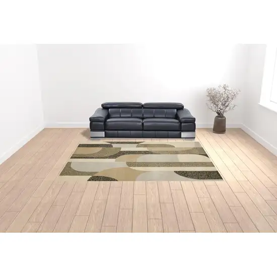 Brown And Ivory Geometric Power Loom Area Rug Photo 2