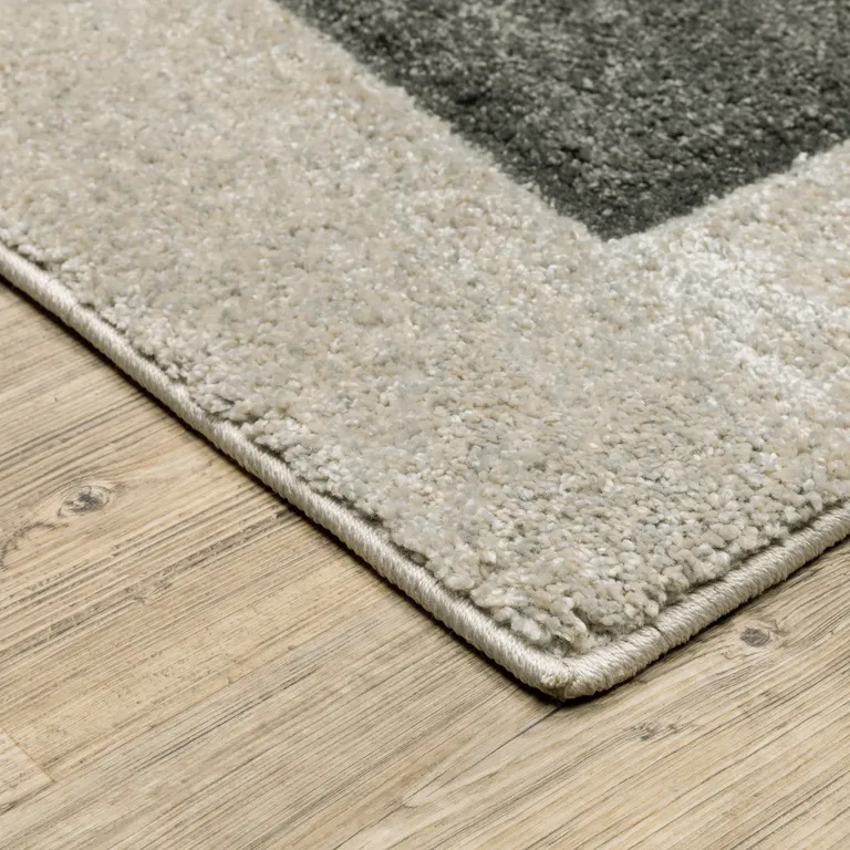 Brown And Ivory Geometric Power Loom Runner Rug Photo 3