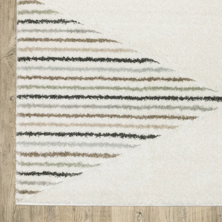 Brown And Ivory Geometric Power Loom Runner Rug Photo 3