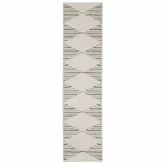 Brown And Ivory Geometric Power Loom Runner Rug Photo 1