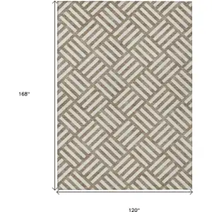 Photo of Brown And Ivory Geometric Washable Indoor Outdoor Area Rug