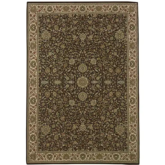 Brown And Ivory Oriental Area Rug Photo 2