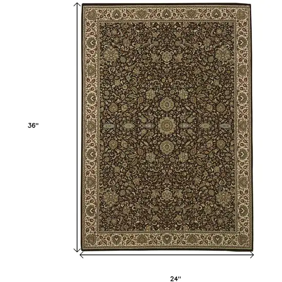 Brown And Ivory Oriental Area Rug Photo 3