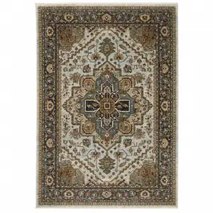 Photo of Brown And Ivory Oriental Power Loom Area Rug With Fringe