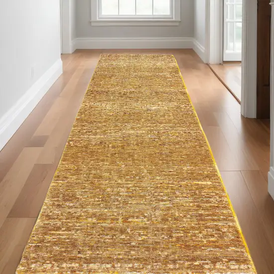 12' Runner Brown and Ivory Power Loom Runner Rug Photo 1