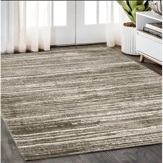 Brown And Ivory Striped Distressed Area Rug Photo 1