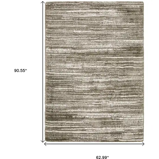 Brown And Ivory Striped Distressed Area Rug Photo 3