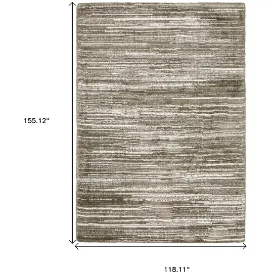 Brown And Ivory Striped Distressed Area Rug Photo 3