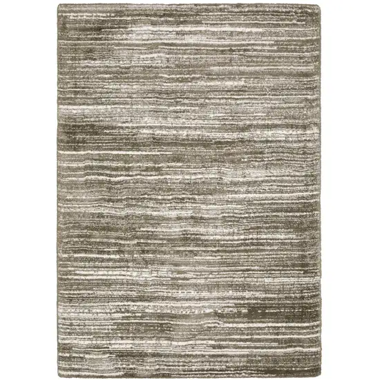 Brown And Ivory Striped Distressed Area Rug Photo 7