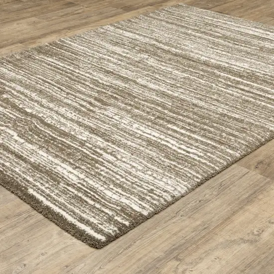 Brown And Ivory Striped Distressed Area Rug Photo 8