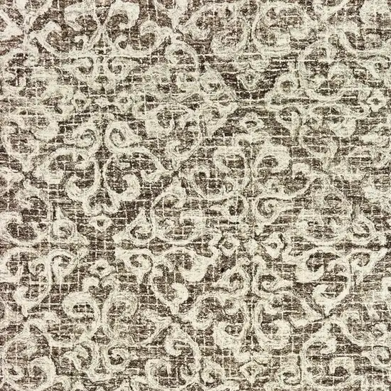 Brown And Ivory Wool Floral Hand Tufted Area Rug Photo 6