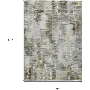 Photo of Brown And Taupe Abstract Washable Indoor Outdoor Area Rug