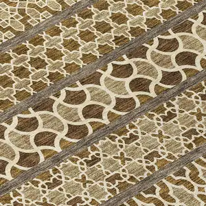 Photo of Brown And Taupe Quatrefoil Washable Indoor Outdoor Area Rug