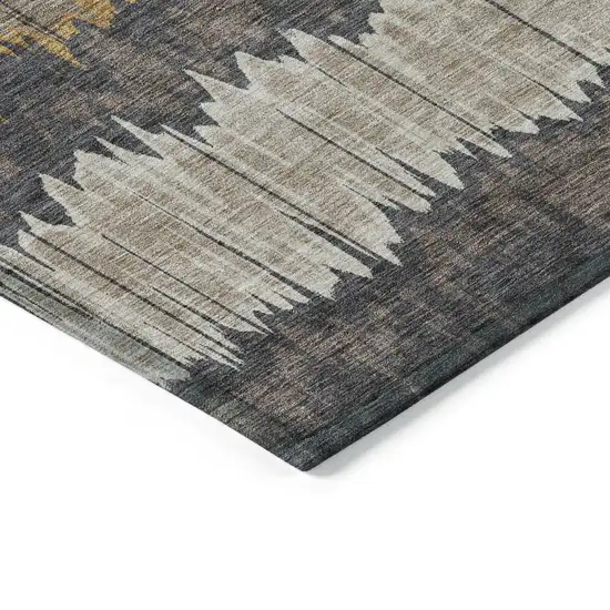 Brown And Taupe Striped Washable Indoor Outdoor Area Rug Photo 3