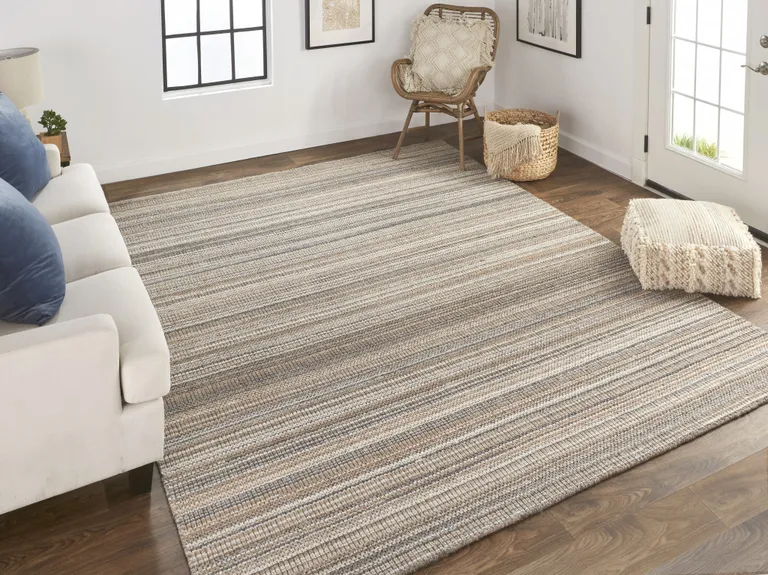 Brown And Taupe Wool Hand Woven Stain Resistant Area Rug Photo 3