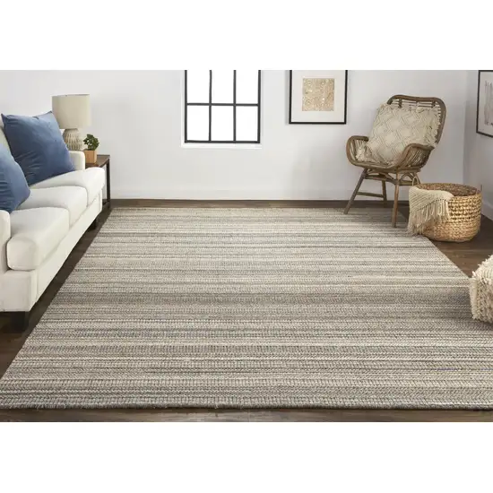 Brown And Taupe Wool Hand Woven Stain Resistant Area Rug Photo 5