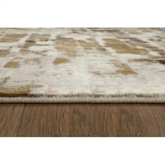 Brown Beige Abstract Tiles Distressed Area Rug Photo 5