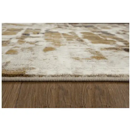 Brown Beige Abstract Tiles Distressed Area Rug Photo 5