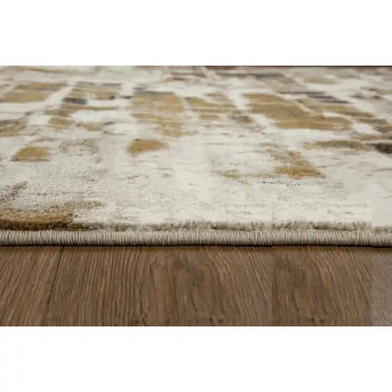 Brown Beige Abstract Tiles Distressed Area Rug Photo 4