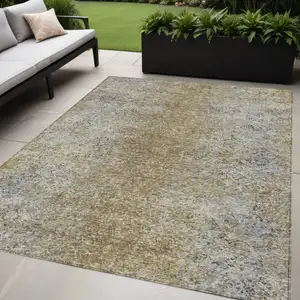 Photo of Brown Beige And Charcoal Oriental Washable Indoor Outdoor Area Rug