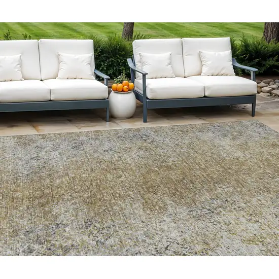 Brown Beige And Charcoal Oriental Washable Indoor Outdoor Area Rug Photo 1