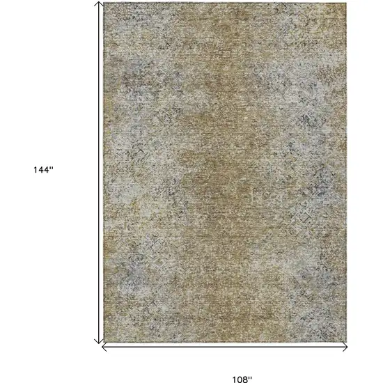 Brown Beige And Charcoal Oriental Washable Indoor Outdoor Area Rug Photo 3