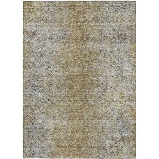 Brown Beige And Charcoal Oriental Washable Indoor Outdoor Area Rug Photo 7