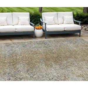 Photo of Brown Beige And Charcoal Oriental Washable Indoor Outdoor Area Rug