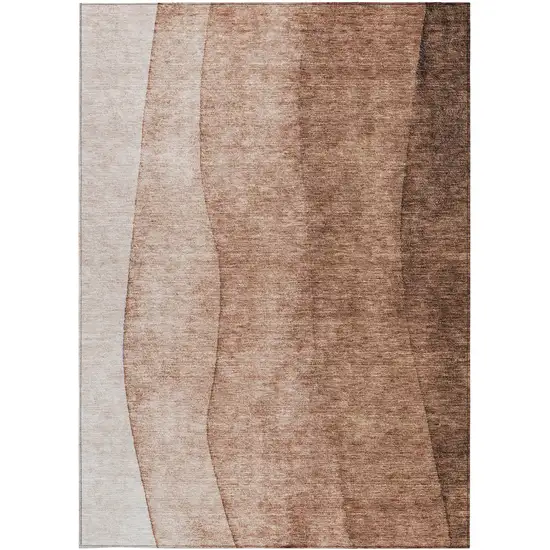 Brown Beige And Chocolate Ombre Washable Indoor Outdoor Area Rug Photo 4