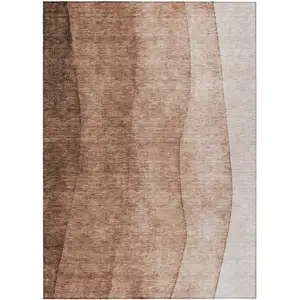 Photo of Brown Beige And Chocolate Ombre Washable Indoor Outdoor Area Rug